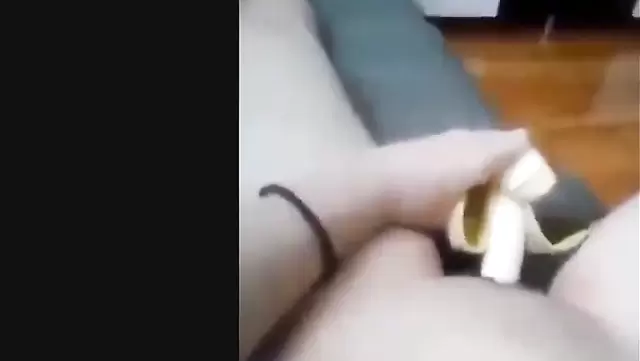 Skinny Kazakh girl inserted a banana in her pussy
